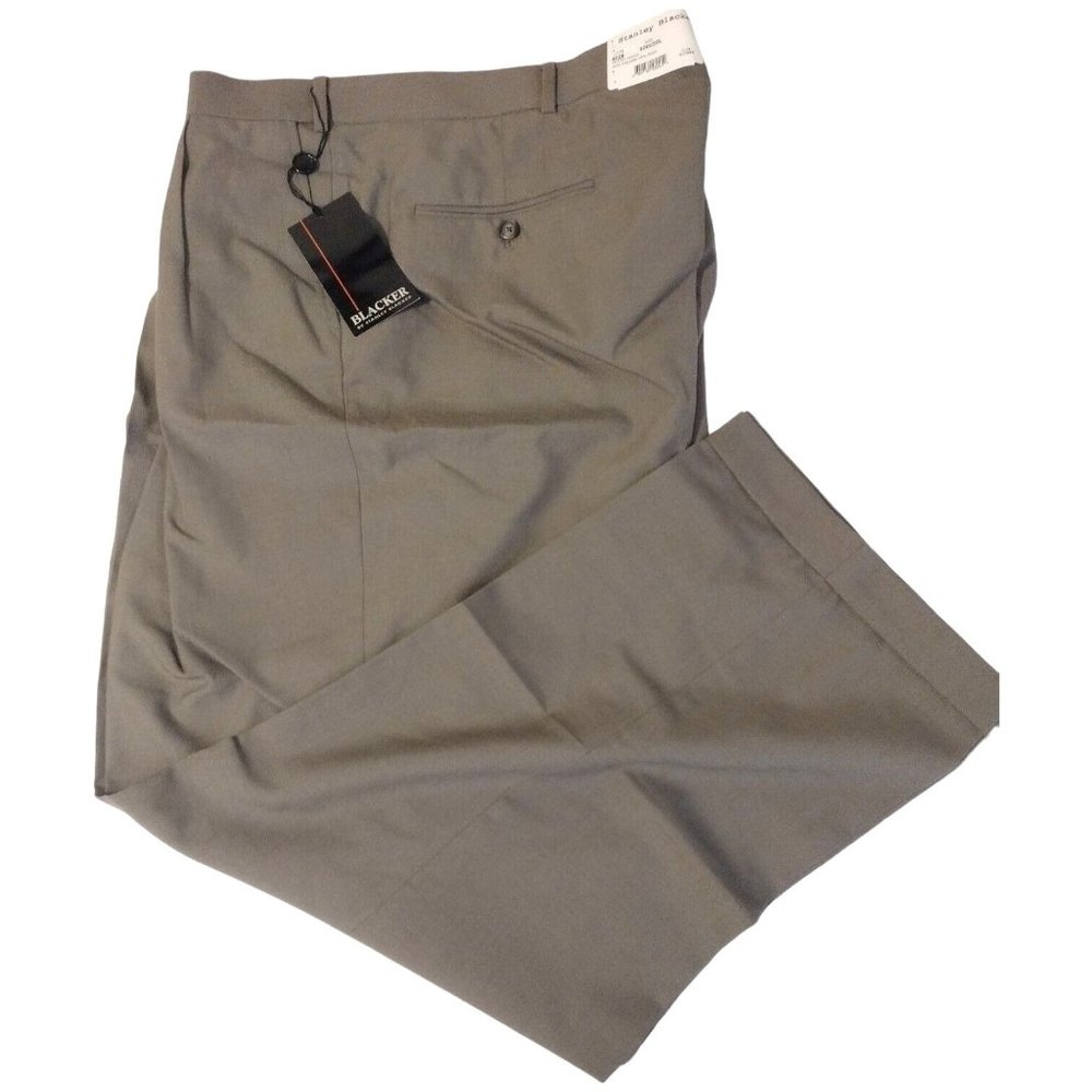 Stanley Blacker Brown Pleated Wool Twill Dress Pants 50x32 NWT
